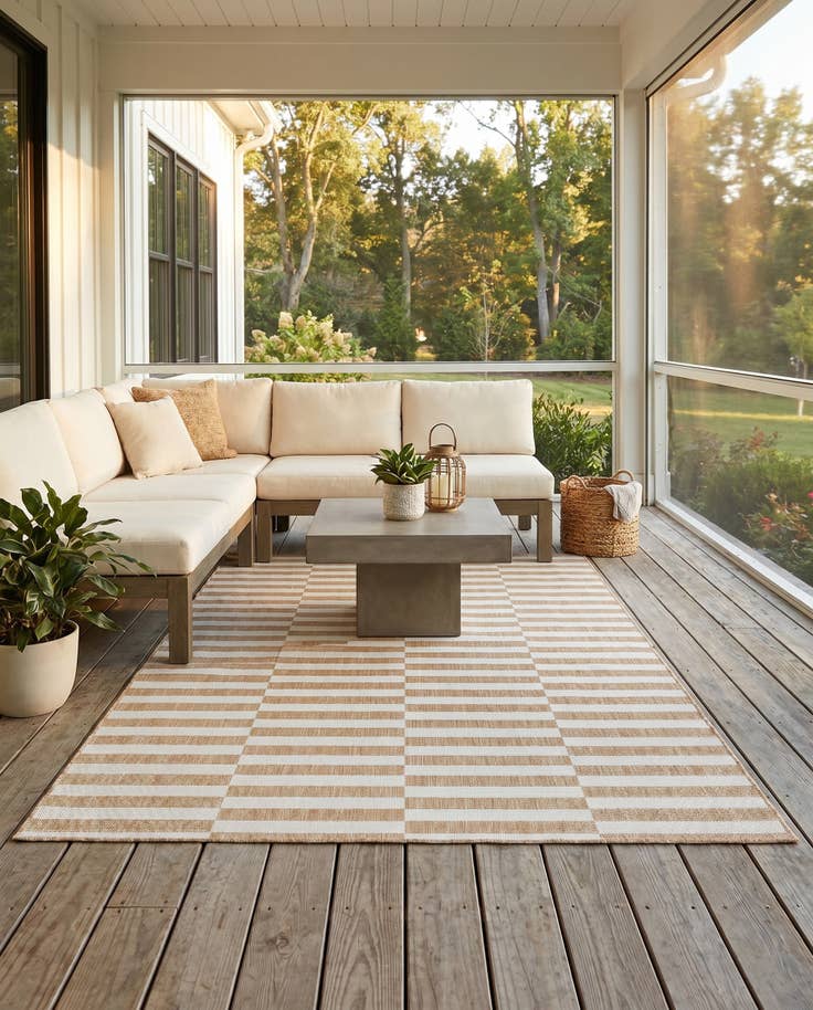 Detail image of 5' 3 x 8' Easy-Clean Striped Indoor / Outdoor Rug