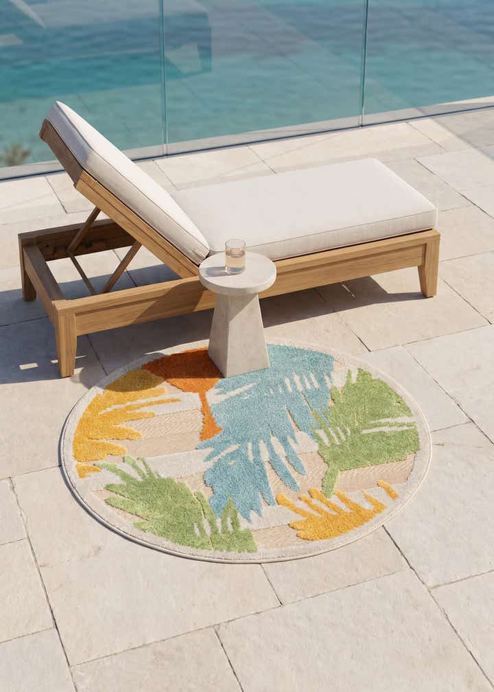3' 3 x 3' 3 Easy-Clean Aruba Indoor / Outdoor Round Rug