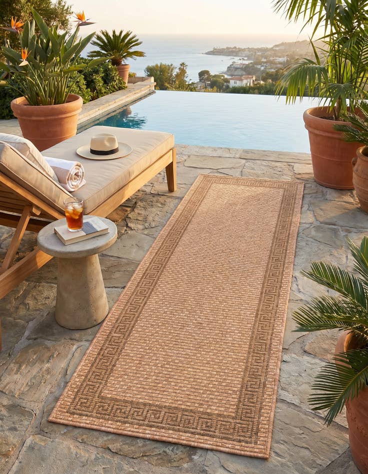 Detail image of 2' x 6' Easy-Clean Border Indoor / Outdoor Runner Rug