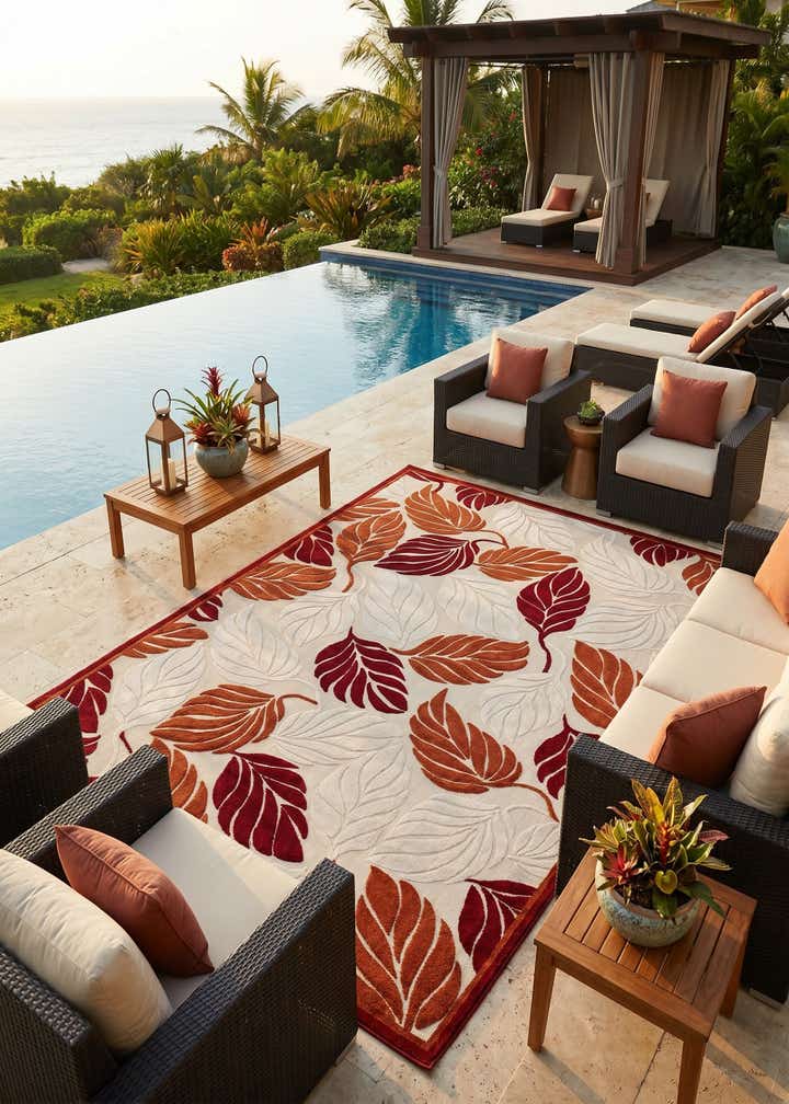 9' x 12' 2 Easy-Clean Botanical Indoor / Outdoor Rug