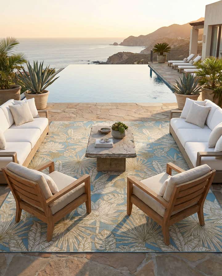 10' x 14' 2 Easy-Clean Botanical Indoor / Outdoor Rug