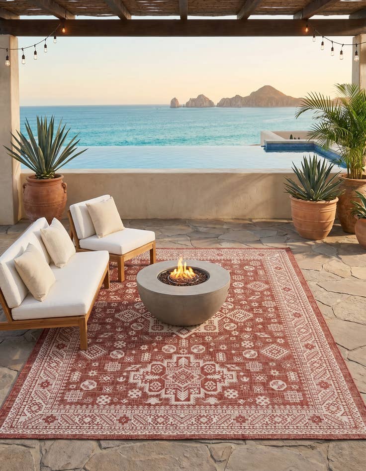Detail image of 9' x 12' Easy-Clean Aztec Indoor / Outdoor Rug