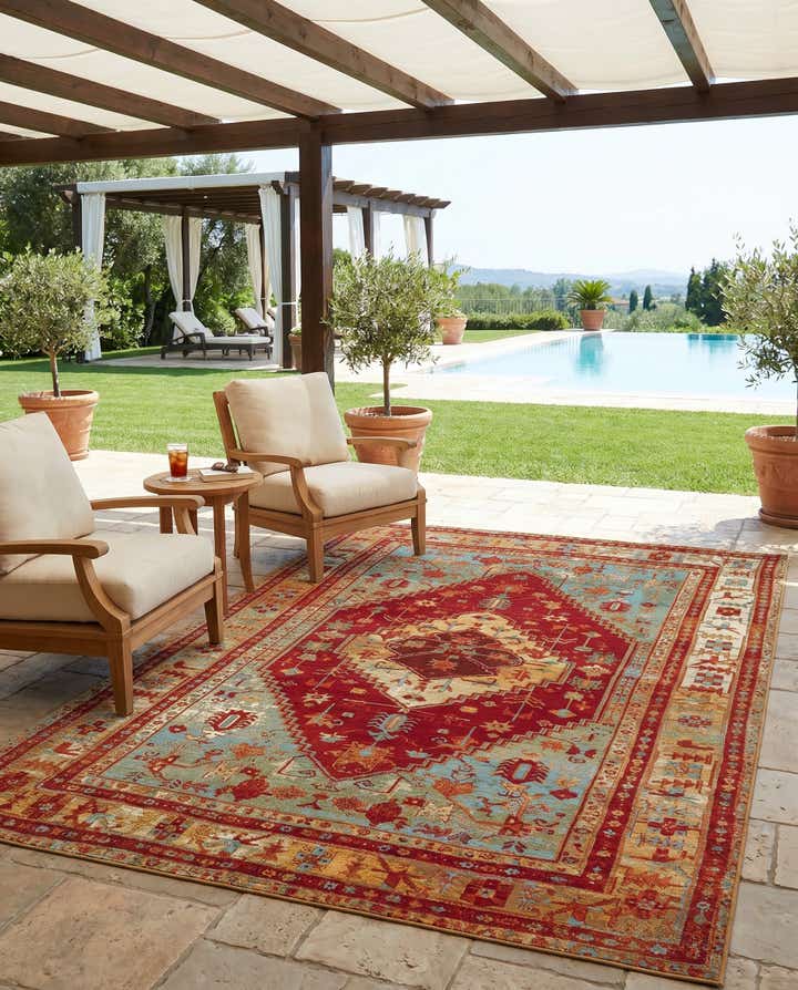 6' x 9' Easy-Clean Traditional Indoor / Outdoor Rug