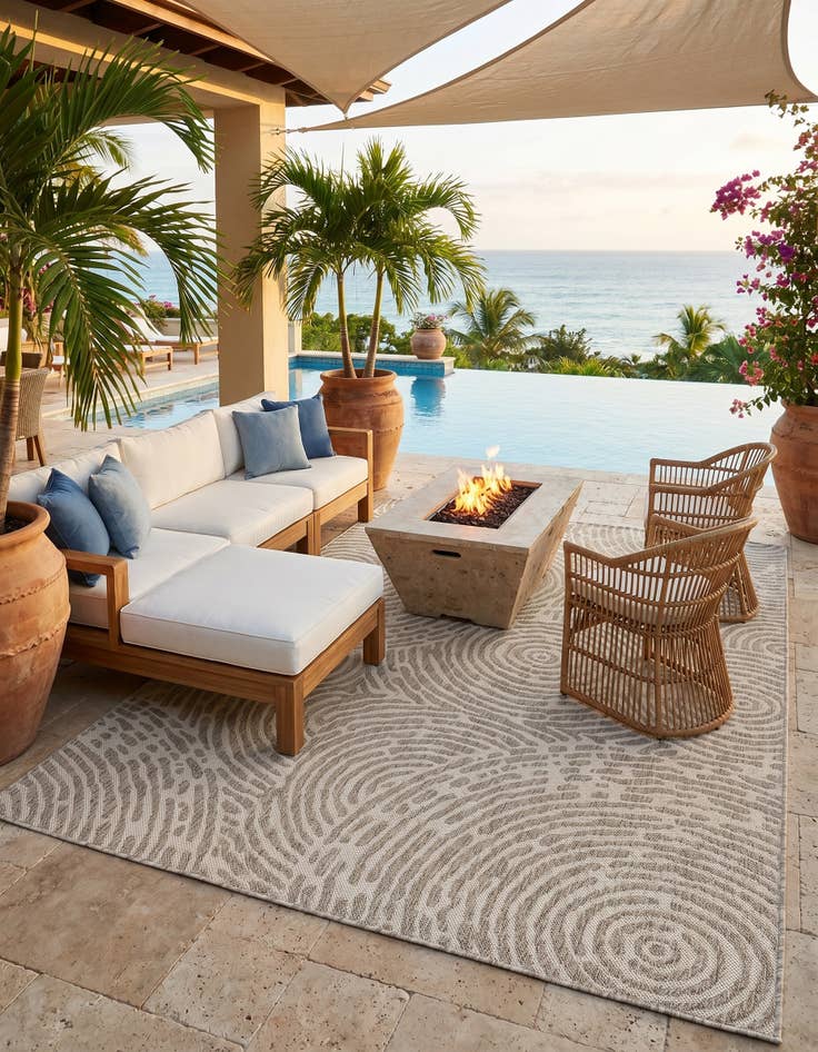 Detail image of 5' 3 x 7' Easy-Clean Modern Indoor / Outdoor Rug