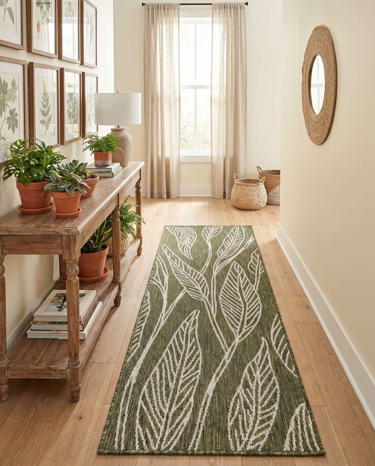 2' x 6' Easy-Clean Botanical Indoor / Outdoor Runner Rug