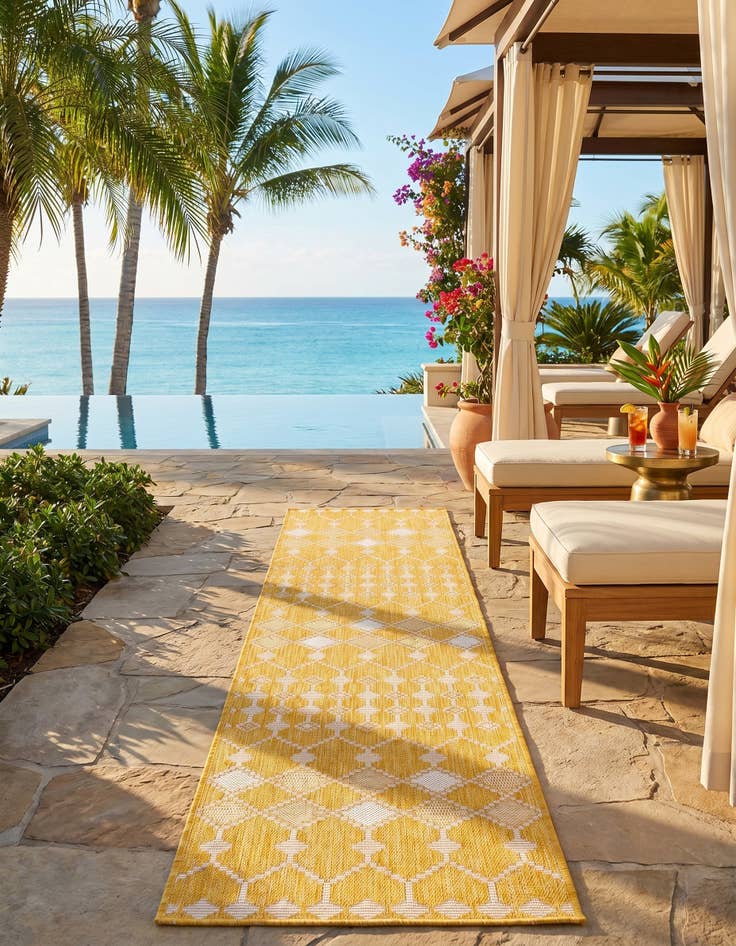 Detail image of 2' x 8' Easy-Clean Trellis Indoor / Outdoor Runner Rug