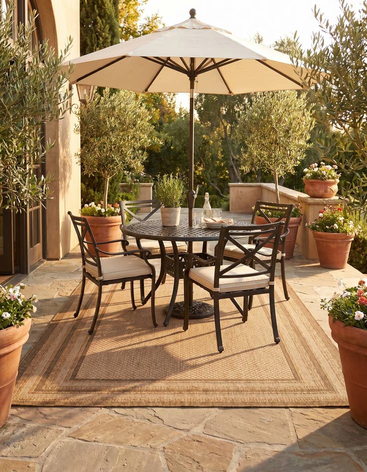 Detail image of 5' 3 x 8' Easy-Clean Border Indoor / Outdoor Rug