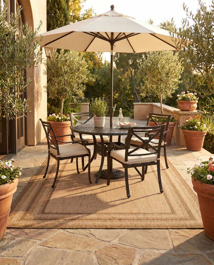 5' 3 x 8' Easy-Clean Border Indoor / Outdoor Rug