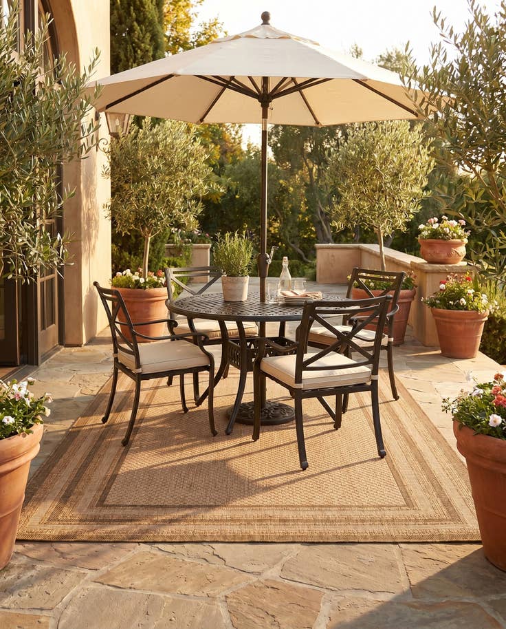 Detail image of 5' 3 x 8' Easy-Clean Border Indoor / Outdoor Rug