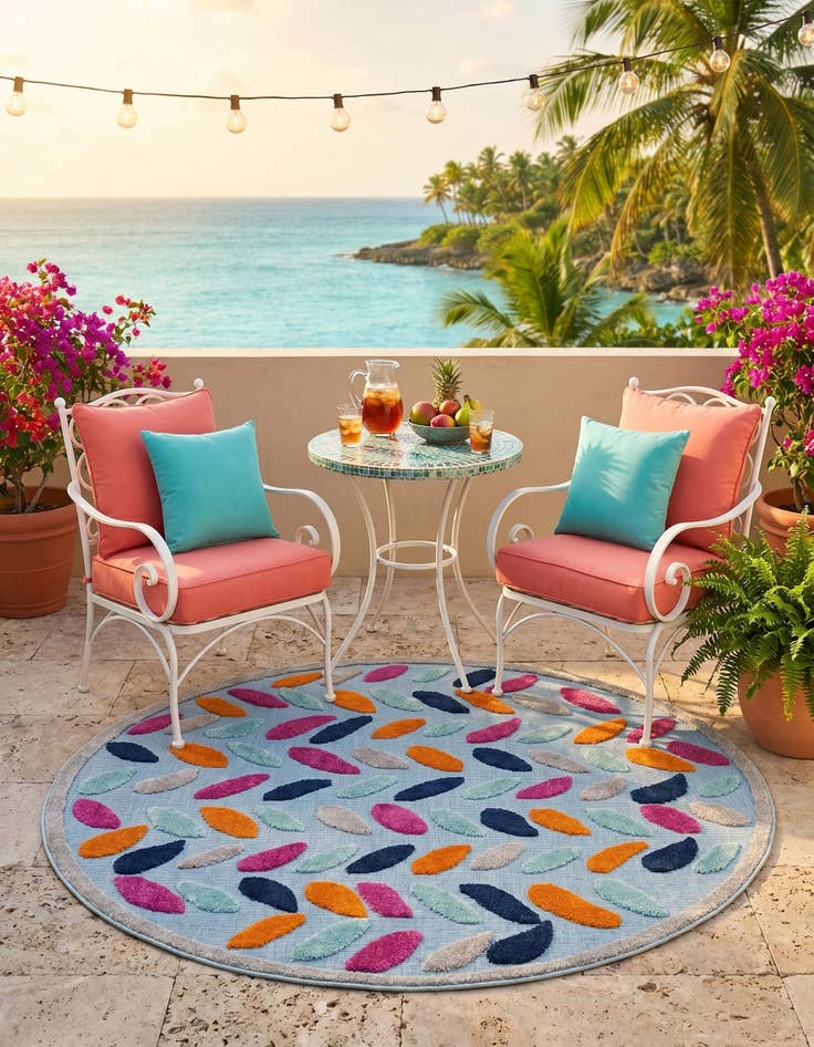 Detail image of 5' 3 x 5' 3 Easy-Clean Aruba Indoor / Outdoor Round Rug