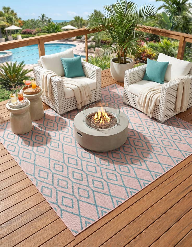 Detail image of 7' 10 x 7' 10 Easy-Clean Jill Zarin Turks and Caicos Indoor / Outdoor Square Rug