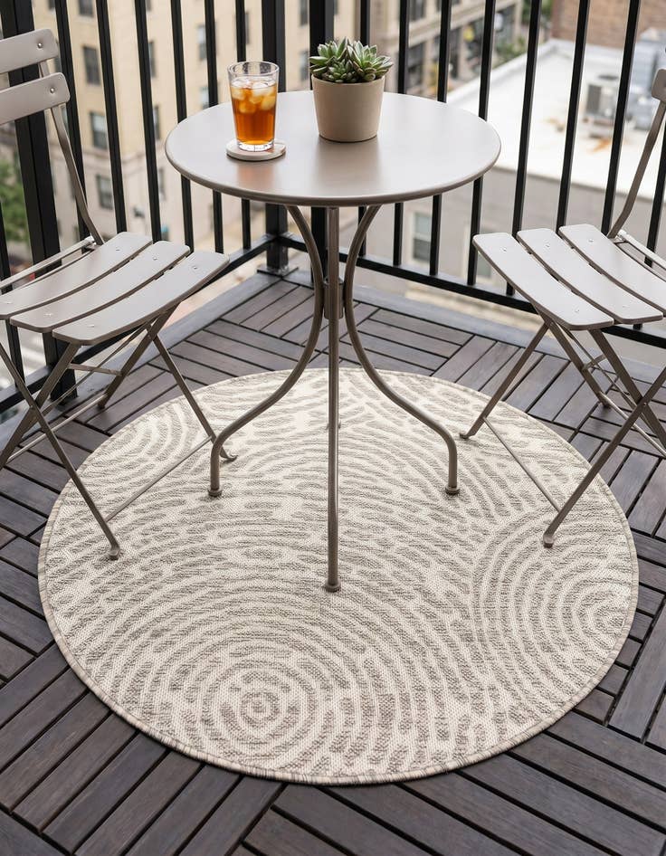 Detail image of 3' x 3' Easy-Clean Modern Indoor / Outdoor Round Rug