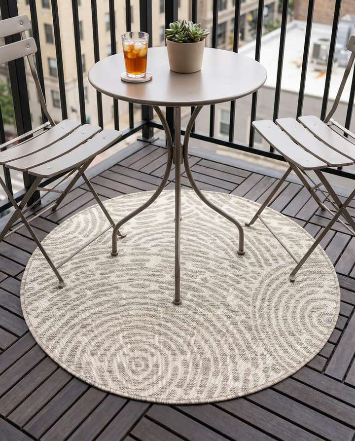3' x 3' Easy-Clean Modern Indoor / Outdoor Round Rug