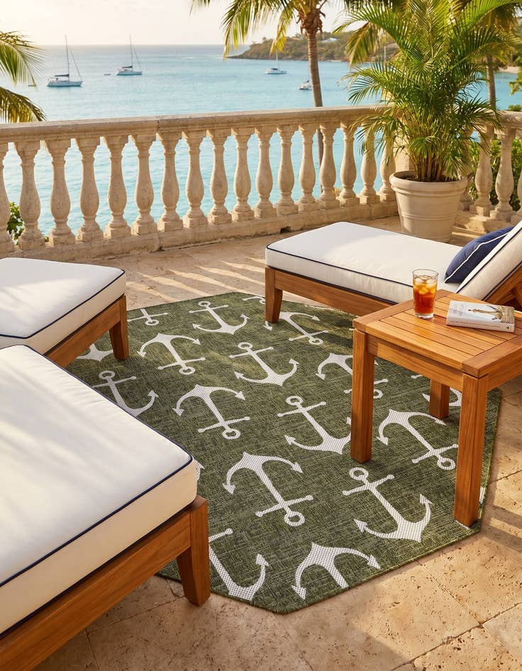 Detail image of 7' 10 x 7' 10 Easy-Clean Coastal Indoor / Outdoor Octagon Rug