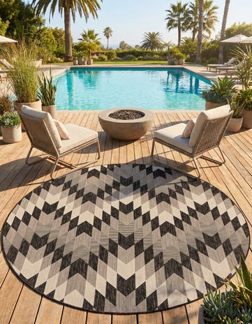 10' x 10' Easy-Clean Modern Indoor / Outdoor Round Rug