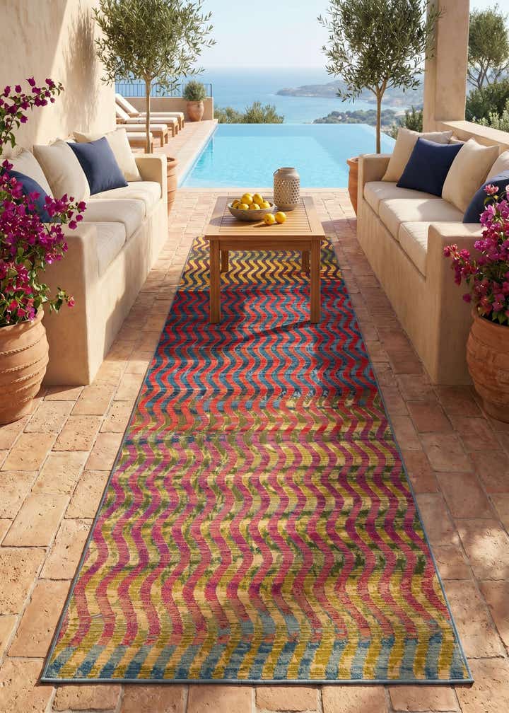 2' 7 x 9' Easy-Clean Modern Indoor / Outdoor Runner Rug