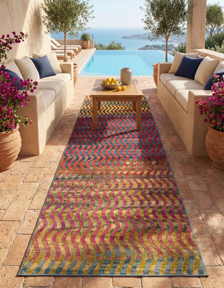 Detail image of 2' 7 x 9' Easy-Clean Modern Indoor / Outdoor Runner Rug