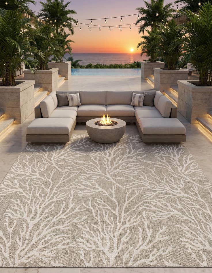 Detail image of 10' x 10' Easy-Clean Coastal Indoor / Outdoor Square Rug
