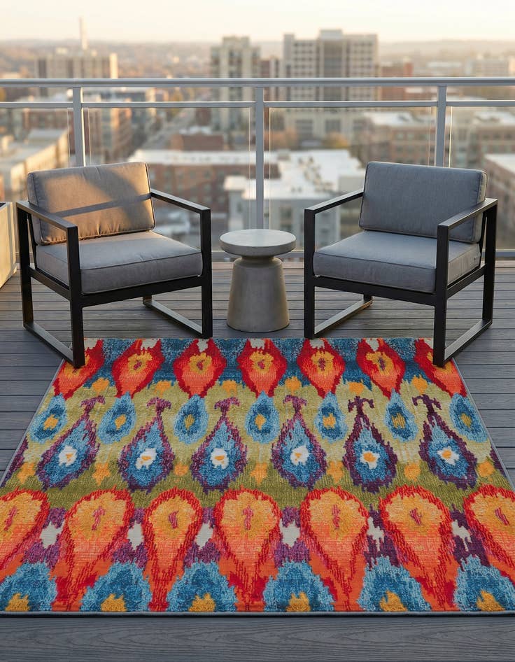Detail image of 5' 3 x 5' 3 Easy-Clean Modern Indoor / Outdoor Square Rug