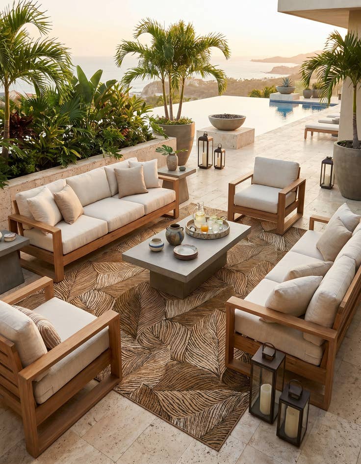 Detail image of 8' x 11' Easy-Clean Botanical Indoor / Outdoor Rug