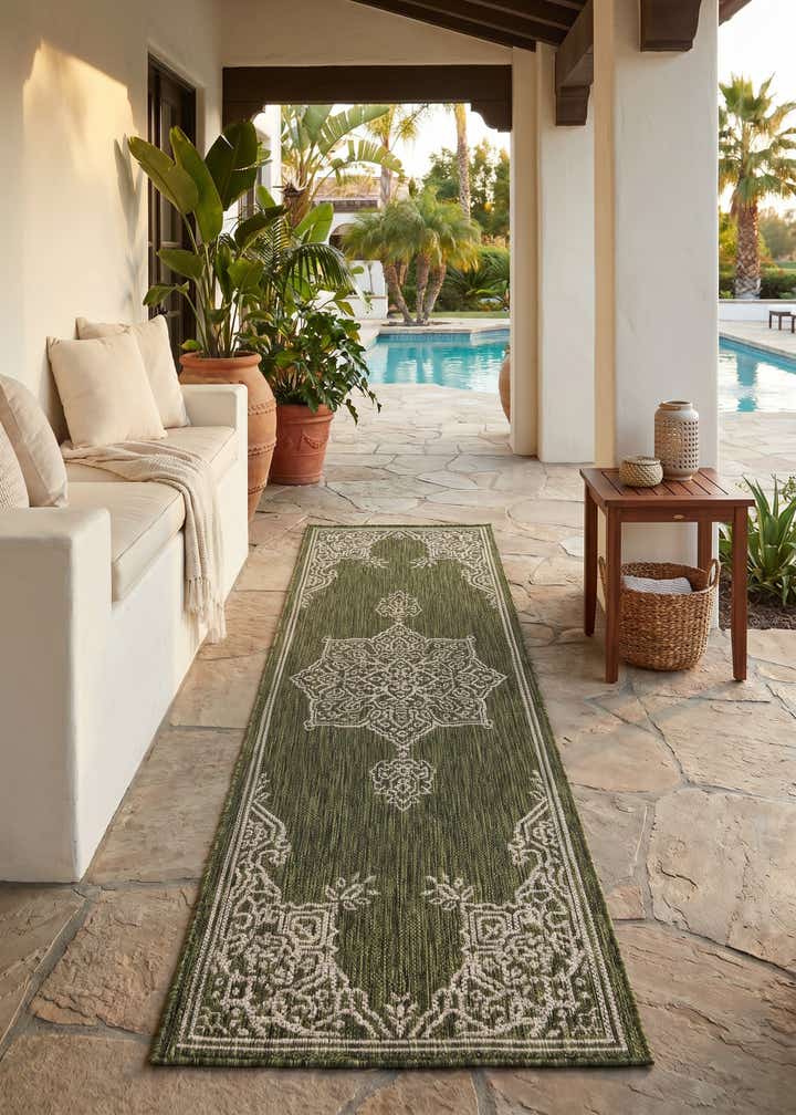 2' x 6' Easy-Clean Traditional Indoor / Outdoor Runner Rug