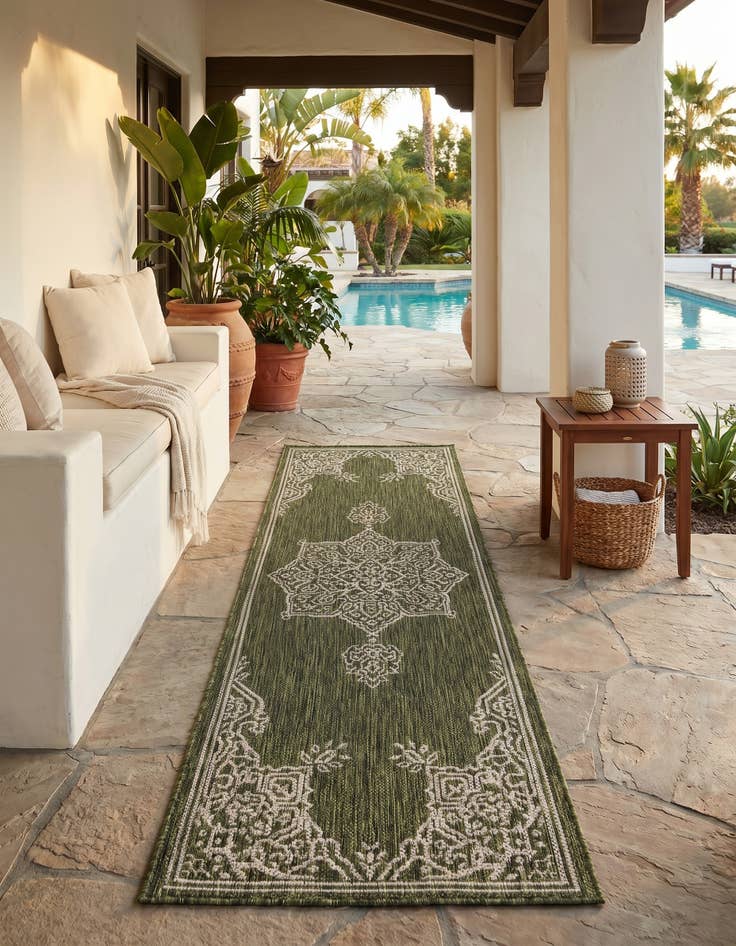 Detail image of 2' x 6' Easy-Clean Traditional Indoor / Outdoor Runner Rug
