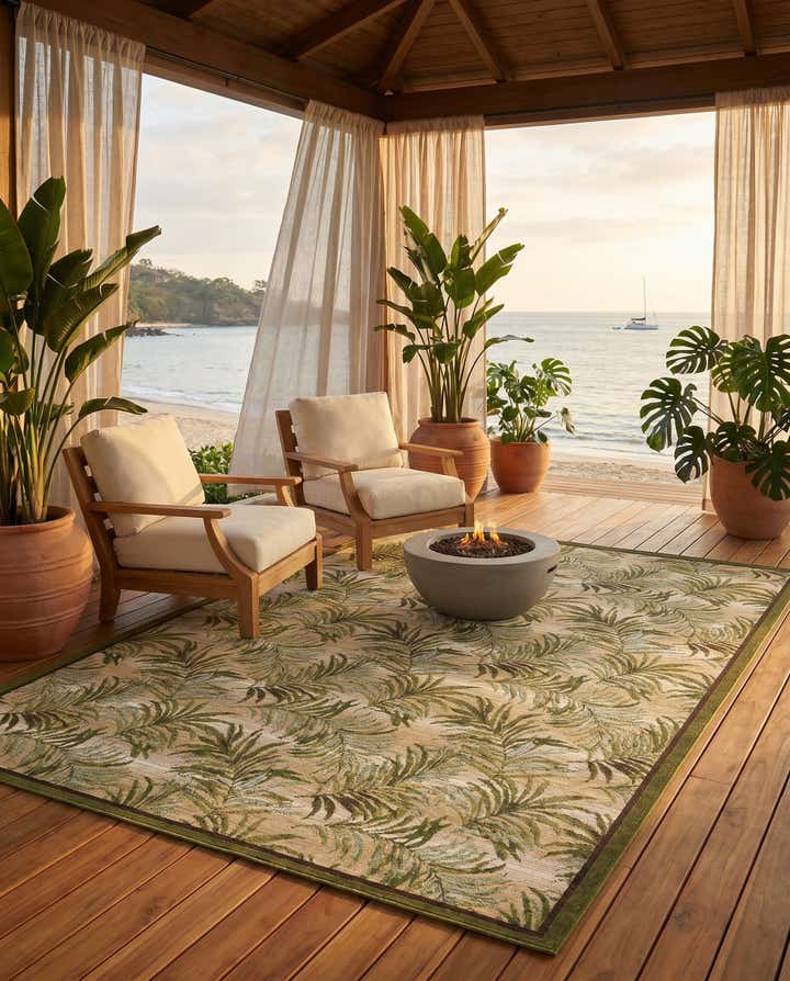 7' 10 x 10' Easy-Clean Botanical Indoor / Outdoor Rug