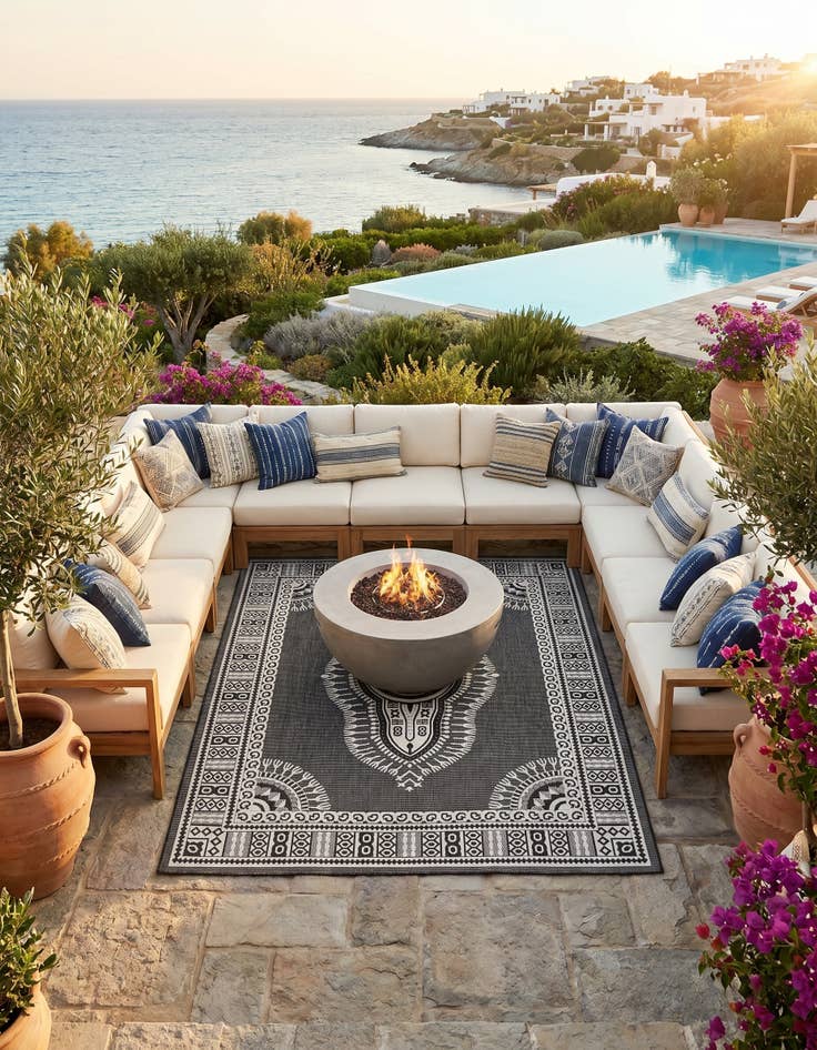 Detail image of 7' 10 x 10' Easy-Clean Traditional Indoor / Outdoor Rug