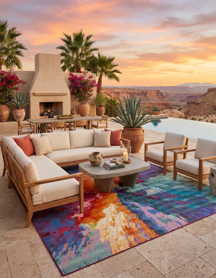 Detail image of 10' x 14' Easy-Clean Modern Indoor / Outdoor Rug