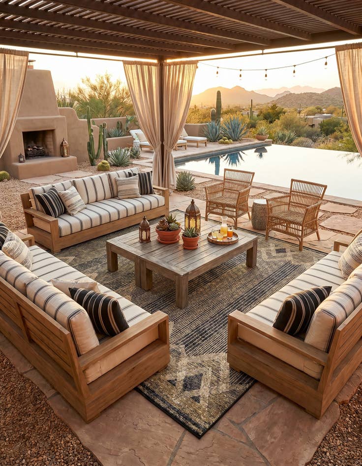 Detail image of 10' x 10' Easy-Clean Modern Indoor / Outdoor Square Rug