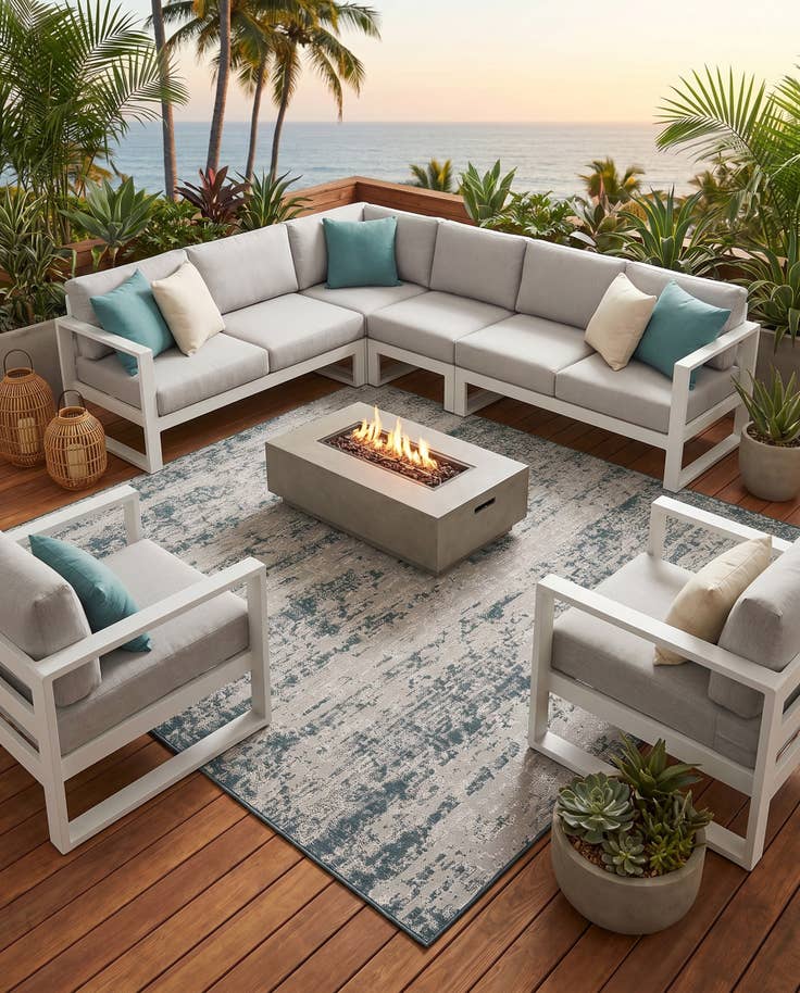 Detail image of 8' x 8' Easy-Clean Modern Indoor / Outdoor Square Rug