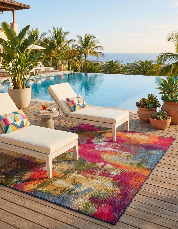 Detail image of 4' x 6' Easy-Clean Modern Indoor / Outdoor Rug