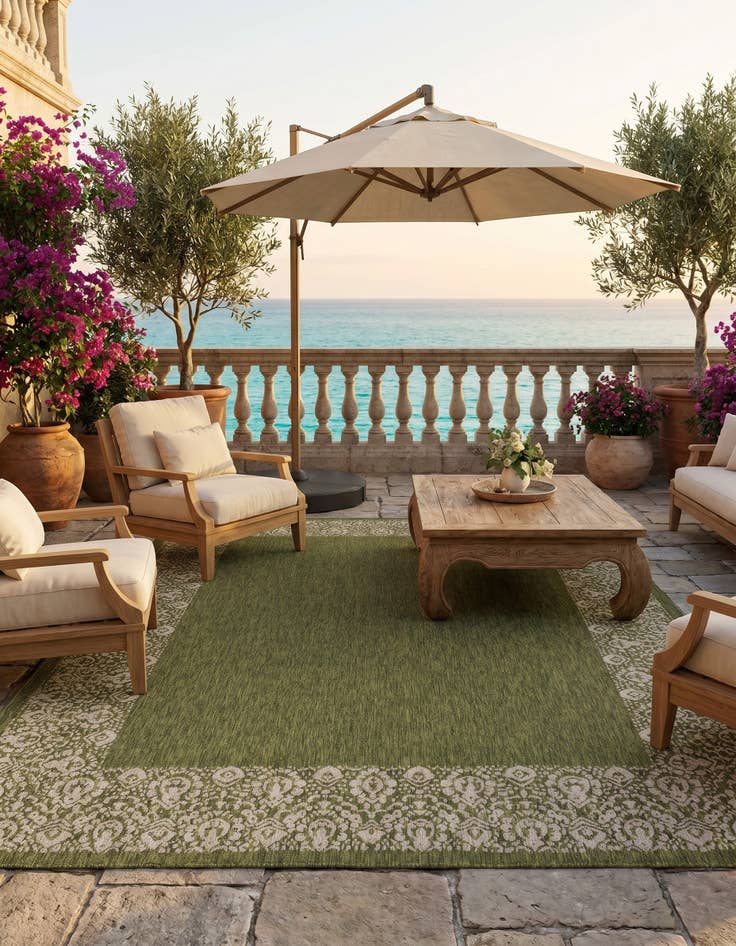 Detail image of 10' x 14' Easy-Clean Border Indoor / Outdoor Rug