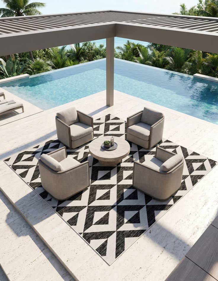 Detail image of 7' 10 x 7' 10 Easy-Clean Jill Zarin Napa Indoor / Outdoor Square Rug