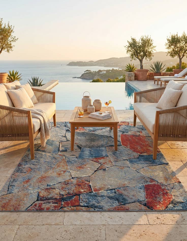 Detail image of 5' x 8' Easy-Clean Modern Indoor / Outdoor Rug