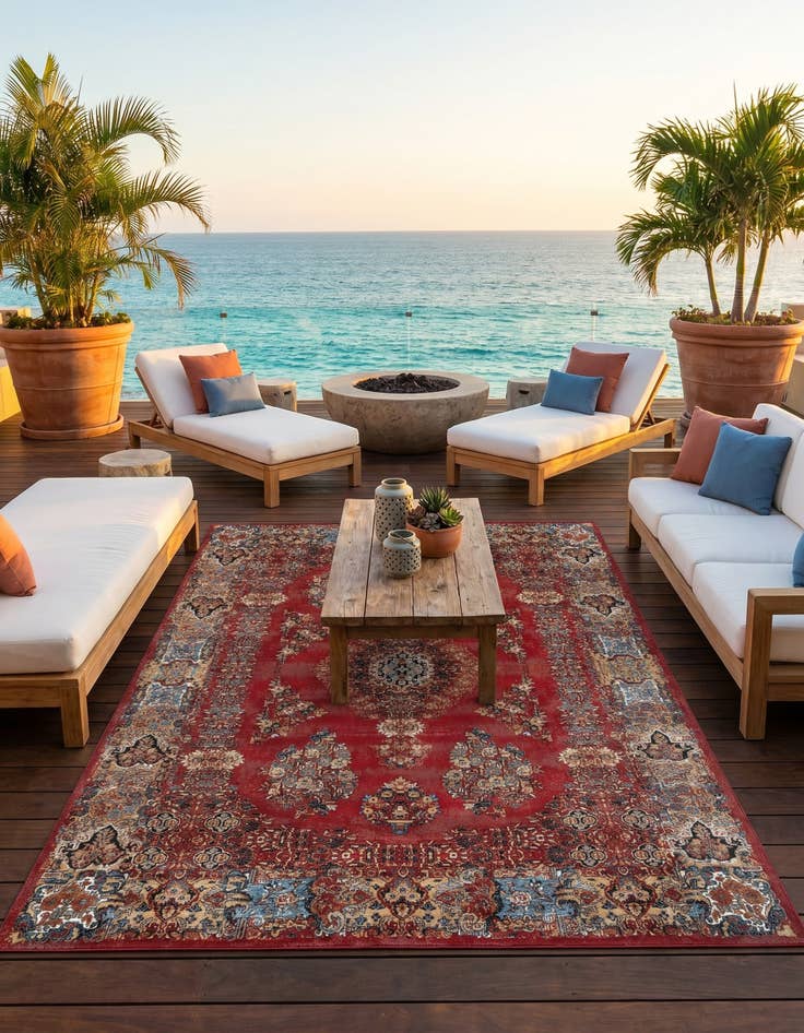Detail image of 10' x 13' Easy-Clean Traditional Indoor / Outdoor Rug
