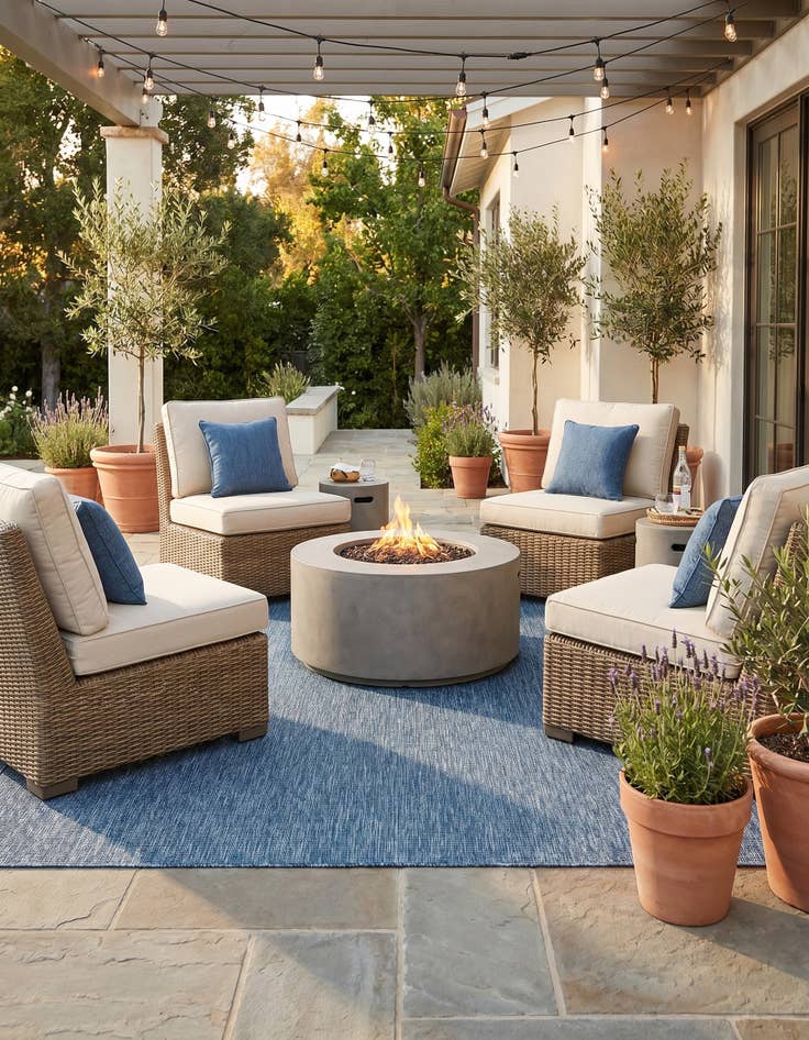 Detail image of 7' 10 x 7' 10 Easy-Clean Solid Indoor / Outdoor Square Rug