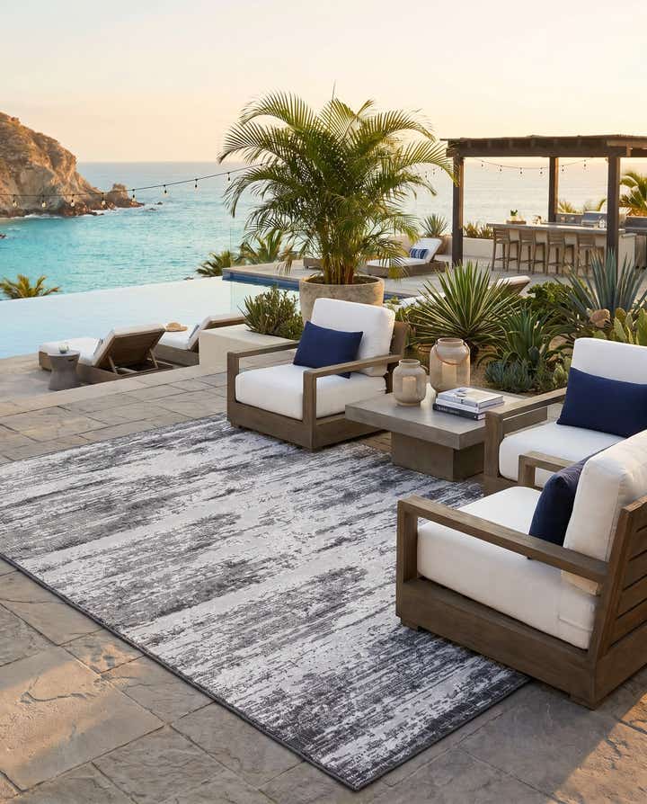 7' 10 x 11' Easy-Clean Modern Indoor / Outdoor Rug