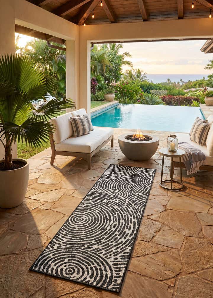 2' x 6' Easy-Clean Modern Indoor / Outdoor Runner Rug