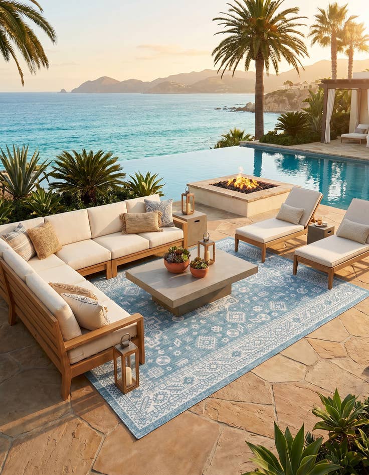 Detail image of 7' 10 x 11' Easy-Clean Aztec Indoor / Outdoor Rug