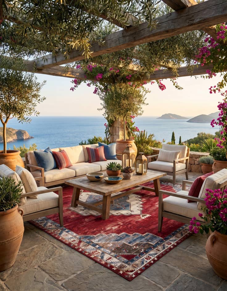 Detail image of 10' x 14' Easy-Clean Traditional Indoor / Outdoor Rug