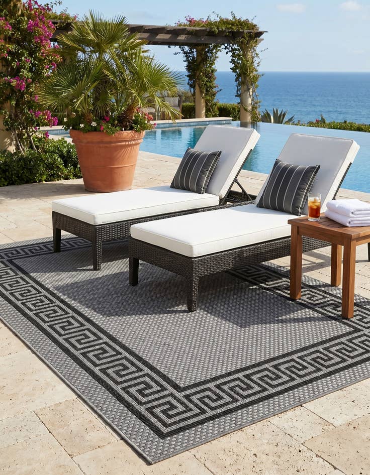 Detail image of 5' 3 x 8' Easy-Clean Border Indoor / Outdoor Rug