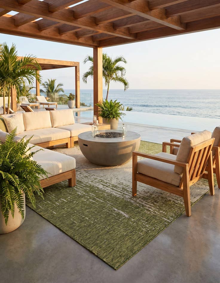 Detail image of 10' 8 x 10' 8 Easy-Clean Modern Indoor / Outdoor Square Rug