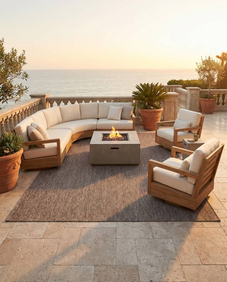 Detail image of 7' 10 x 11' Easy-Clean Solid Indoor / Outdoor Rug