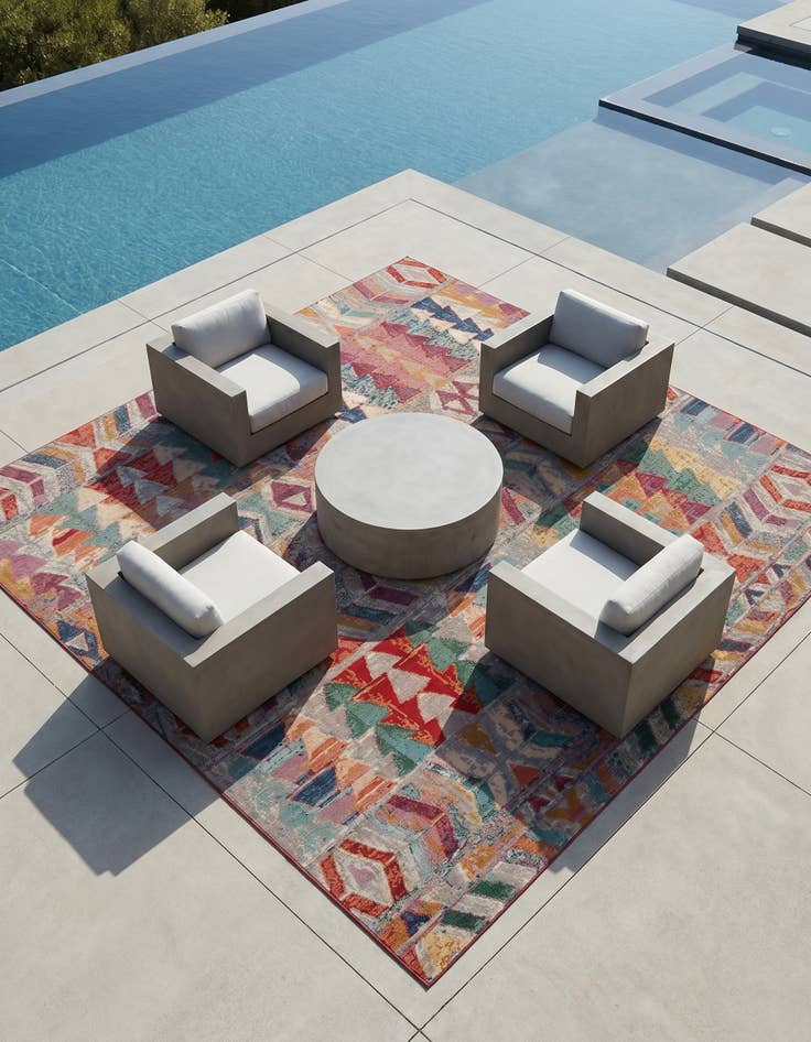 Detail image of 12' x 12' Easy-Clean Modern Indoor / Outdoor Square Rug