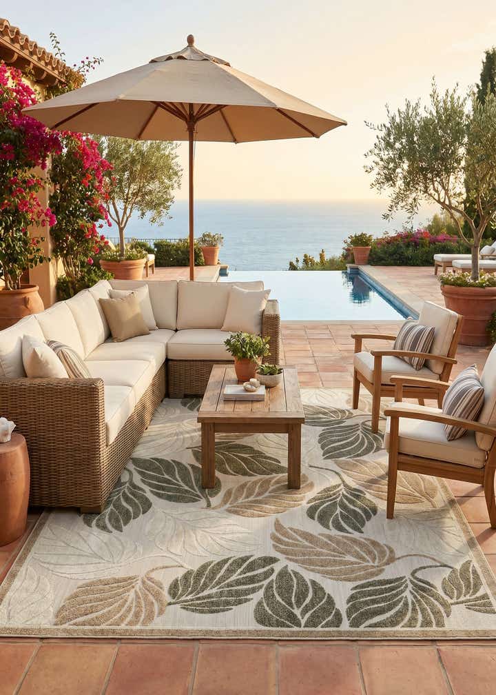8' x 10' Easy-Clean Botanical Indoor / Outdoor Rug