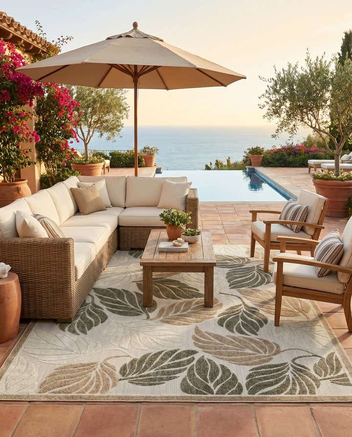 8' x 10' Easy-Clean Botanical Indoor / Outdoor Rug