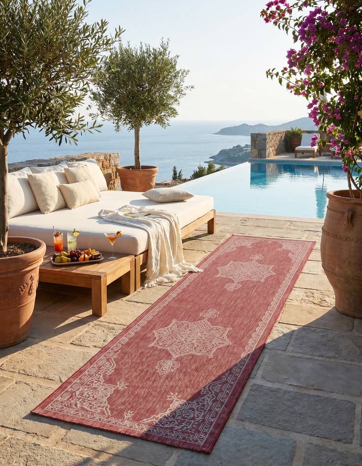 Detail image of 2' 7 x 10' Easy-Clean Traditional Indoor / Outdoor Runner Rug