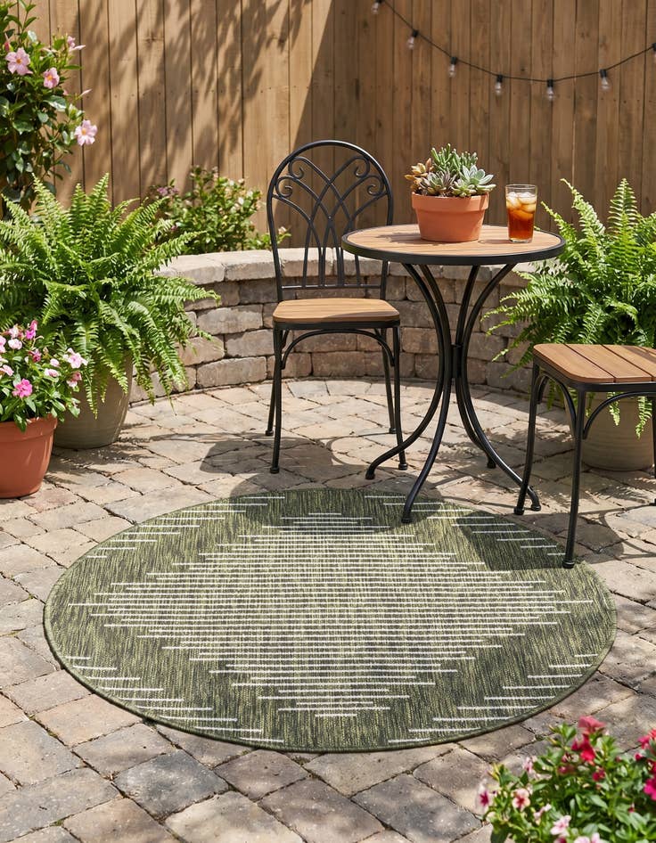 Detail image of 3' x 3' Easy-Clean Modern Indoor / Outdoor Round Rug