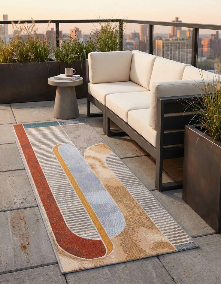 Detail image of 2' x 5' 1 Easy-Clean Modern Indoor / Outdoor Runner Rug